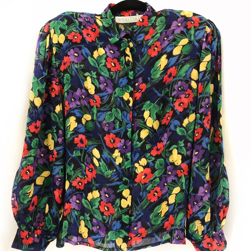 Vintage Norma Kamali Floral Blouse SIZE 6/8